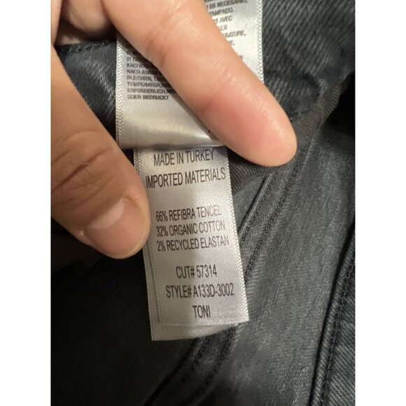 Revolve x AGOLDE Black Mid Rise Toni Raw Hem Straight Leg Jeans Size 28 - Picture 6 of 8